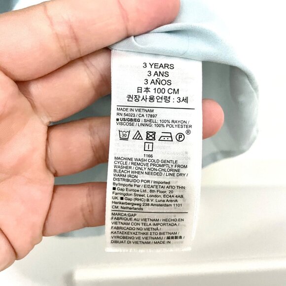 GAP X DOEN Floral Dress Girls Blue Red Short Sleeve Peter Pan Collar Size 3 - Picture 4 of 6